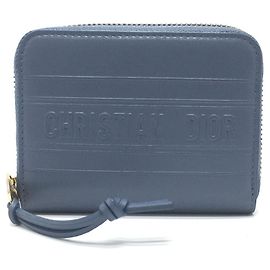 Christian Dior Striped Wallet Coin Case Blue