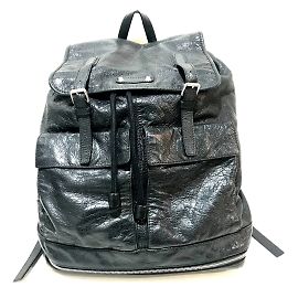 Balenciaga Black Leather Backpack Black