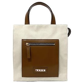 Marni Bicolor Tote Bag Brown White