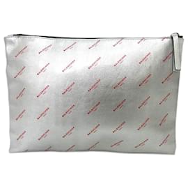 Balenciaga-Balenciaga Metallic Silver Clutch Bag-Silvery