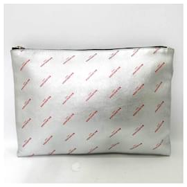 Balenciaga-Balenciaga Metallic Silver Clutch Bag-Silvery