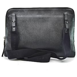 Burberry-Burberry Black Leather and Nylon Canvas Shoulder Bag-Black