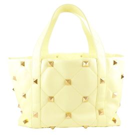 Sac cabas matelassé Valentino Roman Studs Doré Jaune