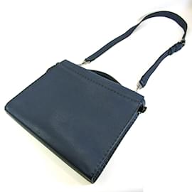 Fendi-Fendi Selleria Peekaboo Fit 7VA406 Men's Leather Briefcase/Shoulder Bag-Navy blue