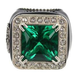 Anillo Gucci de strass y plata 925 Negro Verde