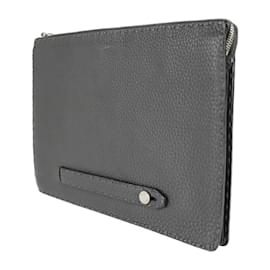 Fendi-Fendi Selleria Gray Calfskin Clutch Bag-Brown