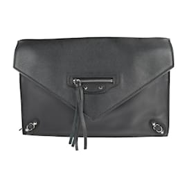 Balenciaga-Bolsa de mão com zíper em papel Balenciaga-Preto