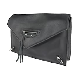 Balenciaga-Bolsa de mão com zíper em papel Balenciaga-Preto