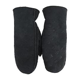 Louis Vuitton-Louis Vuitton Muff Shearling Lamb Gloves-Black