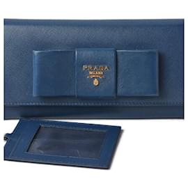 Prada-Prada Saffiano Long Wallet-Blue