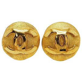Chanel Coco Earrings Gold Metal Golden