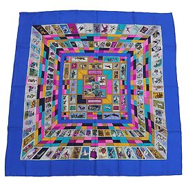 Hermès Carré 90 CORRISPONDENZA Sciarpa in Seta Blu Blu