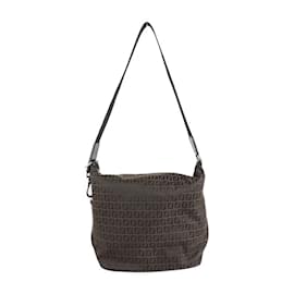 Fendi-Fendi Zucchino Shoulder Bag-Black,Dark brown