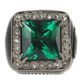 Anillo Gucci de strass y plata 925 Negro Verde