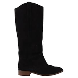 SéZane-Leather riding boots-Black