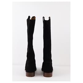 SéZane-Leather riding boots-Black