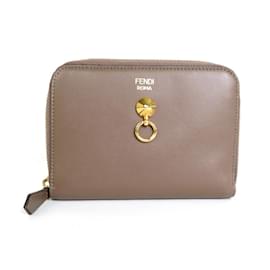 Fendi-Fendi Brown Leather Bi-Fold Wallet-Brown
