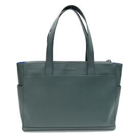 Bulgari-Bvlgari Green Leather Tote Bag-Green