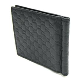 Gucci-Gucci Bi-fold Money Clip in Black Leather-Black