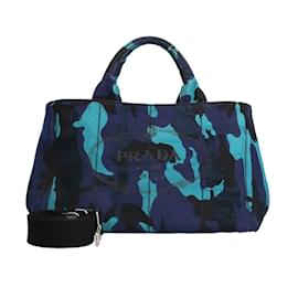 Prada-Prada Canapa Tote M Shoulder Bag-Blue