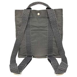 Hermès Hermes Herline Ad MM Canvas Rucksack H Logo Grau Schwarz Grau