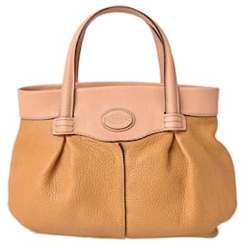 Tod's-Tod's Soft Leather Tote/Shoulder Bag Mustard/Natural-Yellow