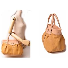Tod's-Tod's Soft Leather Tote/Shoulder Bag Mustard/Natural-Yellow