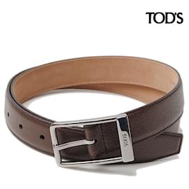 Tod's-Tod's Embossed Leather Belt Light Brown-Brown