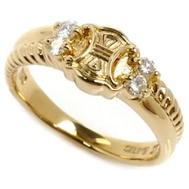Céline-Celine 18K Yellow Gold Macadam Ring with Diamond-Golden