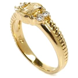 Céline-Celine 18K Yellow Gold Macadam Ring with Diamond-Golden
