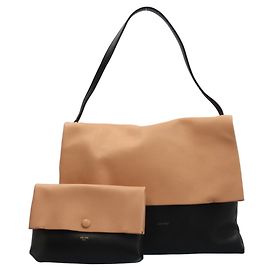 Céline Bolsa de Ombro All Soft da Celine Preto Branco Bege