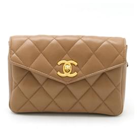 Chanel-Sac ceinture Chanel Matelassé Coco Mark-Marron