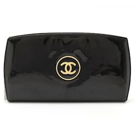 Chanel-Chanel Black Enamel Leather Coin Purse-Black
