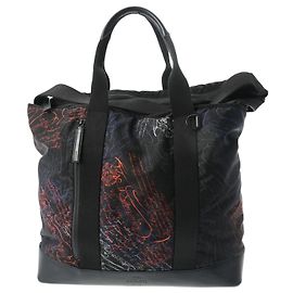 Berluti Duo Black/Multicolor Men's Nylon Leather Tote Bag Black Multiple colors