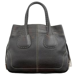 Tod's-Tod's Leather D Bag Handbag Dark Brown-Brown