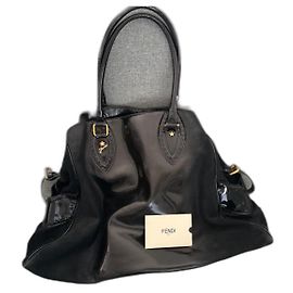Fendi Handbag Black Patent Leather Black