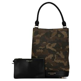 Burberry-Sac à main camouflage de la collection Burberry Prorsum-Noir,Autre,Vert,Kaki