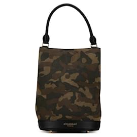 Burberry-Sac à main camouflage de la collection Burberry Prorsum-Noir,Autre,Vert,Kaki