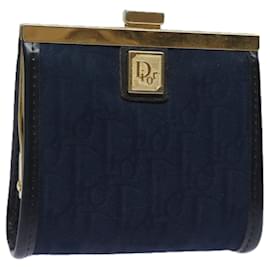 Christian Dior-Christian Dior Trotter Canvas Gamaguchi Coin Purse Navy Auth yk13524-Navy blue