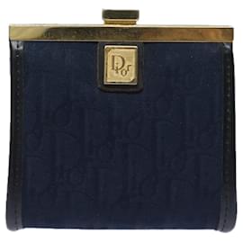 Christian Dior-Christian Dior Trotter Canvas Gamaguchi Coin Purse Navy Auth yk13524-Navy blue