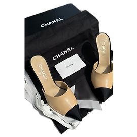 Chanel Mules Black Beige