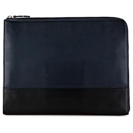 Christian Dior-Dior Homme Navy Black Leather Clutch Bag-Black