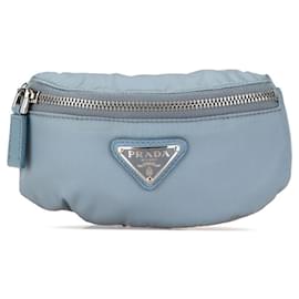 Prada-Pochette poignet en plaque triangle Prada-Bleu