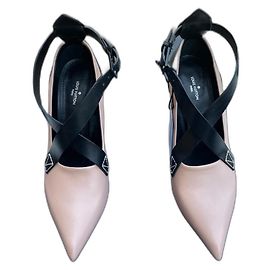 Louis Vuitton Heels Black Beige Leather Black Beige
