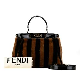 Fendi-Sac à main Fendi Peekaboo Regular-Marron,Noir