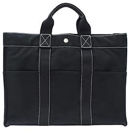 Hermès-Hermes Deauville MM Canvas Tote Bag-Black