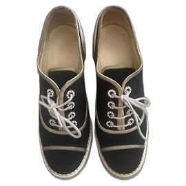 Chanel Mules compensées Bleu