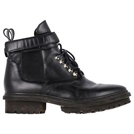 Botas de combate com cadarço Balenciaga em couro de bezerro preto Preto