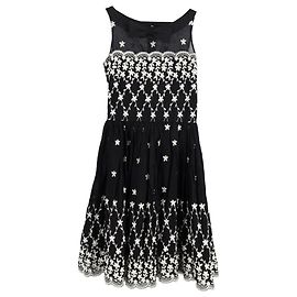 Abito Mini Ricamato Red Valentino in Cotone Nero Nero