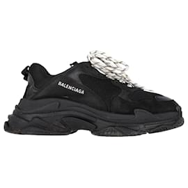 Balenciaga-Balenciaga Triple S Sneakers in Black Polyester-Black